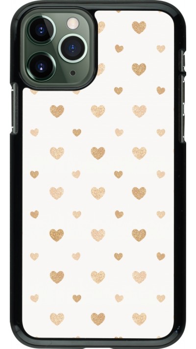 Coque iPhone 11 Pro - Valentine 2023 multiple gold hearts