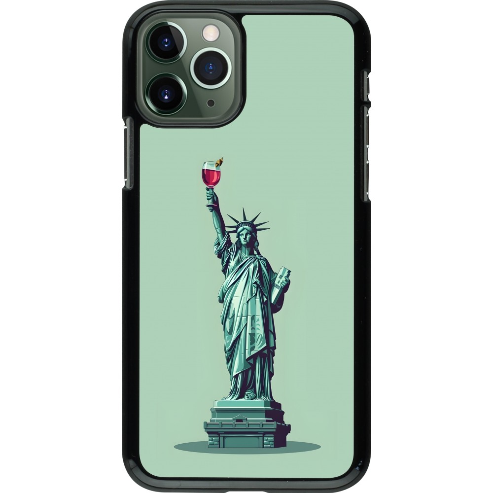 iPhone 11 Pro Case Hülle - Freiheitsstatue mit einem Glas Wein