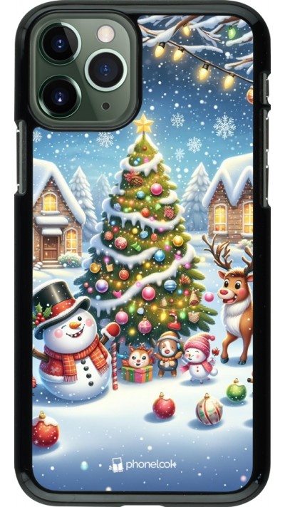Coque iPhone 11 Pro - Noël 2023 bonhomme de neige et sapin