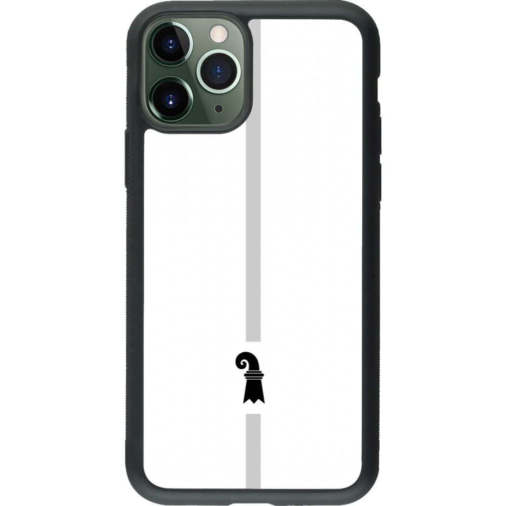 Coque iPhone 11 Pro - Silicone rigide noir Canton BS blanc