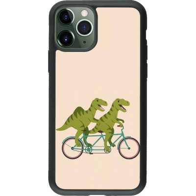 Coque iPhone 11 Pro - Silicone rigide noir Dinosaurs on bikes 2026