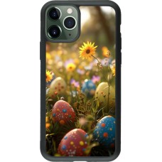 Coque iPhone 11 Pro - Silicone rigide noir Easter 2026 Decorated eggs
