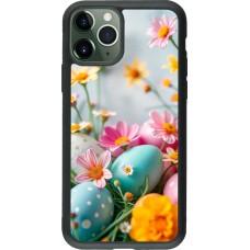 iPhone 11 Pro Case Hülle - Silikon schwarz Easter 2026 Eggs with flowers