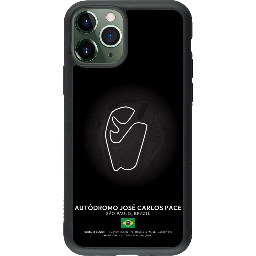 Coque iPhone 11 Pro - Silicone rigide noir F1 Track 2025 Brazil