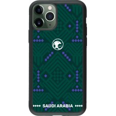 Coque iPhone 11 Pro - Silicone rigide noir Maillot de football Arabie saoudite 2026 personnalisable