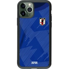 Coque iPhone 11 Pro - Silicone rigide noir Maillot de football Japon 2022 personnalisable