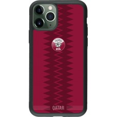 Coque iPhone 11 Pro - Silicone rigide noir Maillot de football Qatar 2026 personnalisable