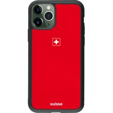 Coque iPhone 11 Pro - Silicone rigide noir Maillot de football Suisse 2026 personnalisable