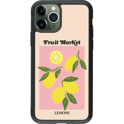 Coque iPhone 11 Pro - Silicone rigide noir Fruit market lemons 2026
