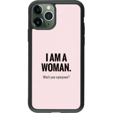 Coque iPhone 11 Pro - Silicone rigide noir I am a woman