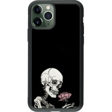 Coque iPhone 11 Pro - Silicone rigide noir Halloween 2023 rose and skeleton