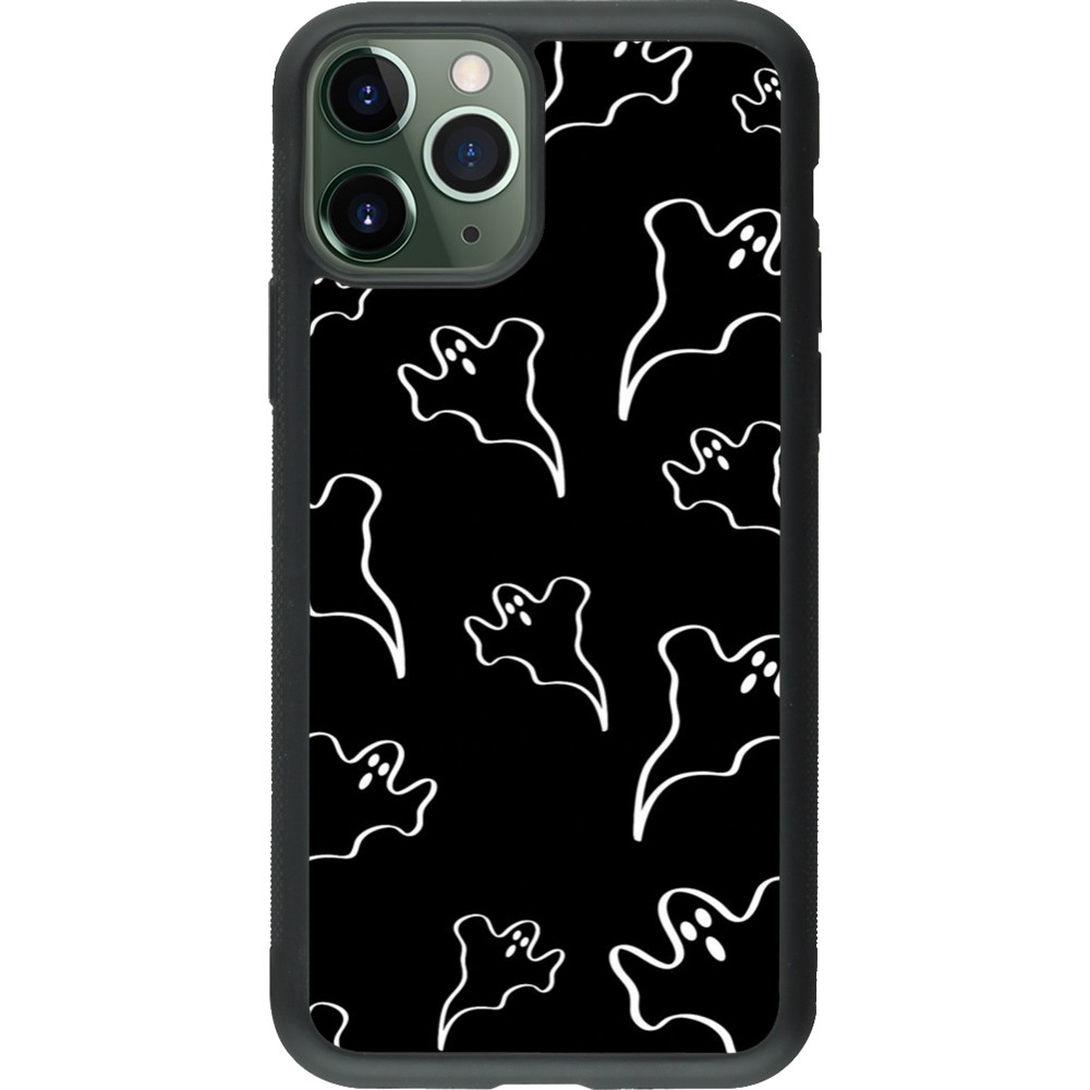 iPhone 11 Pro Case Hülle - Silikon schwarz Halloween 2024 black and white ghosts