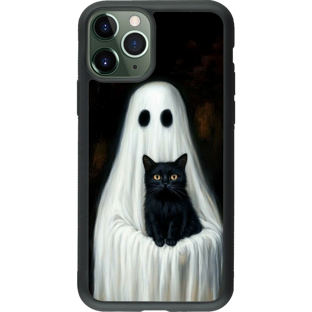 iPhone 11 Pro Case Hülle - Silikon schwarz Halloween 2025 Ghost with black cat
