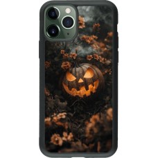 iPhone 11 Pro Case Hülle - Silikon schwarz Halloween 2025 Pumpkin with flowers