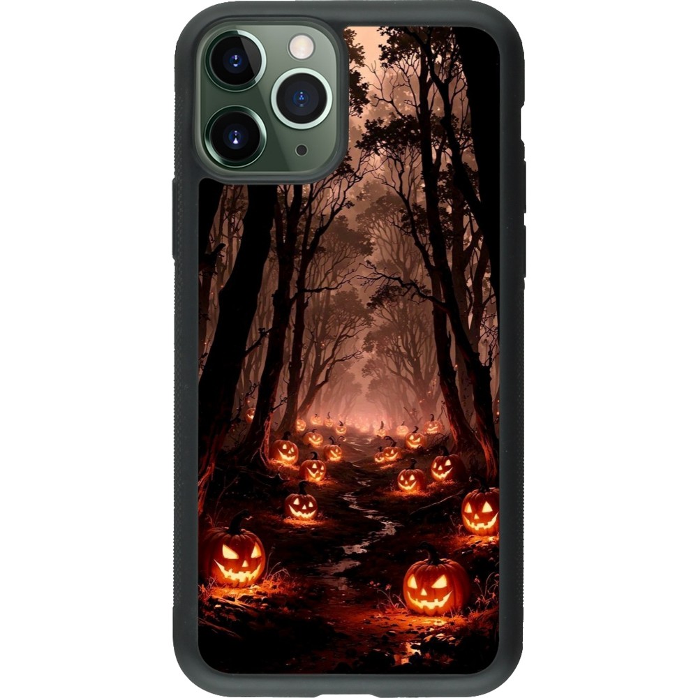 iPhone 11 Pro Case Hülle - Silikon schwarz Halloween 2025 Road of Terrifying Pumpkins