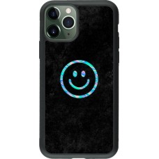 iPhone 11 Pro Case Hülle - Silikon schwarz Happy smiley irisirt