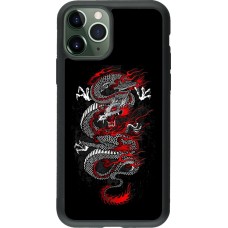 iPhone 11 Pro Case Hülle - Silikon schwarz Japanese style Dragon Tattoo Red Black