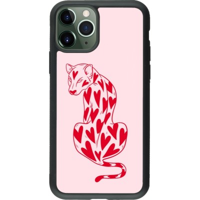 iPhone 11 Pro Case Hülle - Silikon schwarz Leopard with hearts 2026