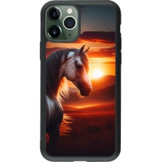 iPhone 11 Pro Case Hülle - Silikon schwarz Majestätischer Sonnenuntergang Pferd