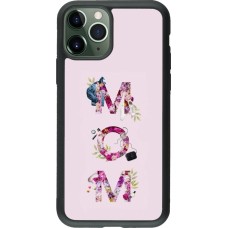 Coque iPhone 11 Pro - Silicone rigide noir Mom 2024 girly mom
