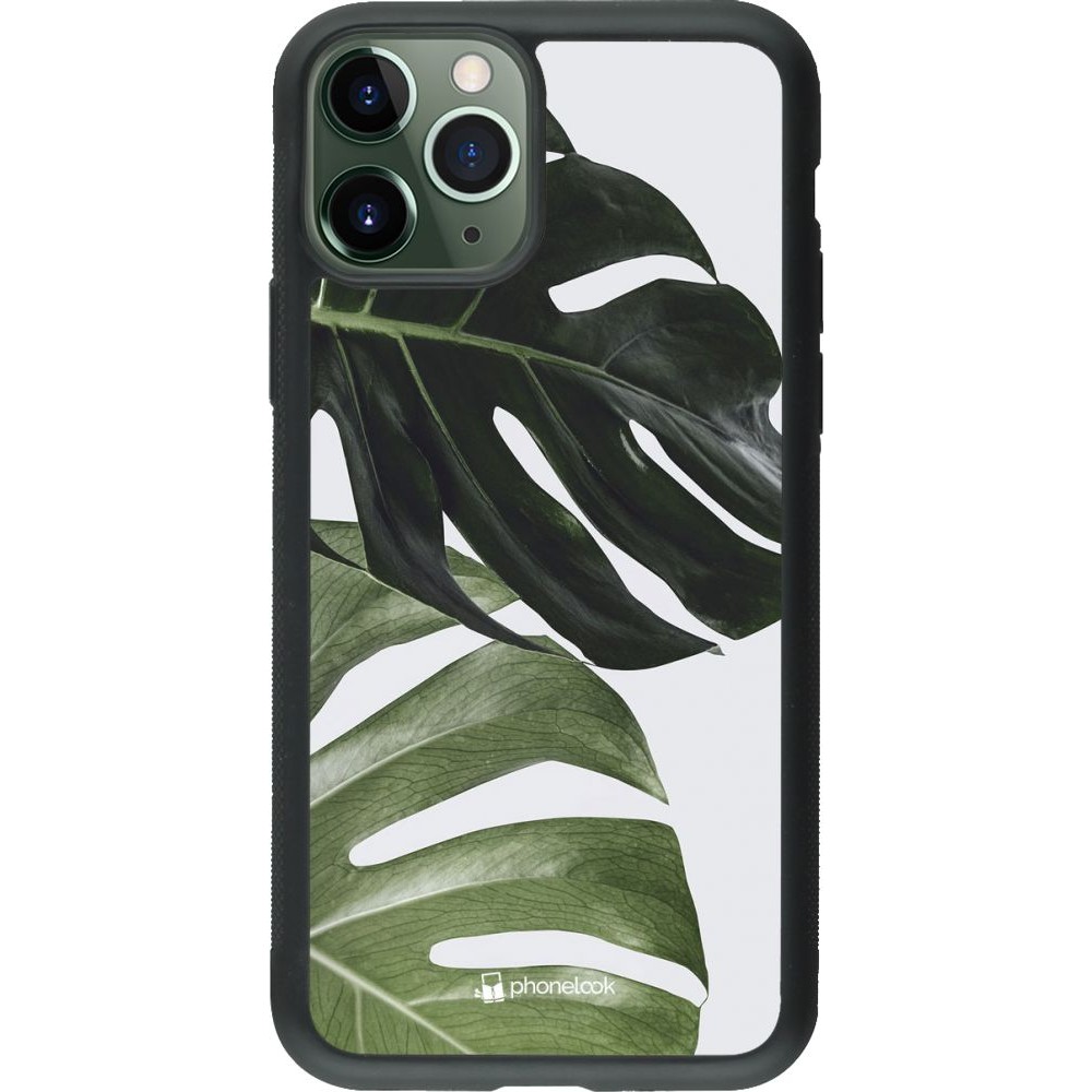 Coque iPhone 11 Pro - Silicone rigide noir Monstera Plant