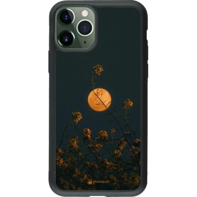 Hülle iPhone 11 Pro - Silikon schwarz Moon Flowers