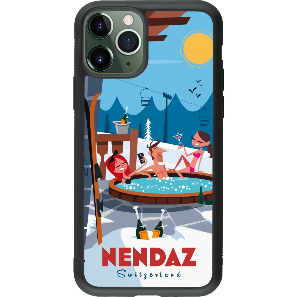 iPhone 11 Pro Case Hülle - Silikon schwarz Nendaz Mountain Jacuzzi