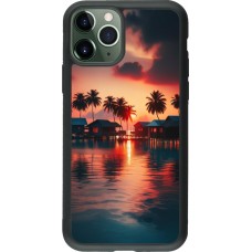 Coque iPhone 11 Pro - Silicone rigide noir Paradis Maldives
