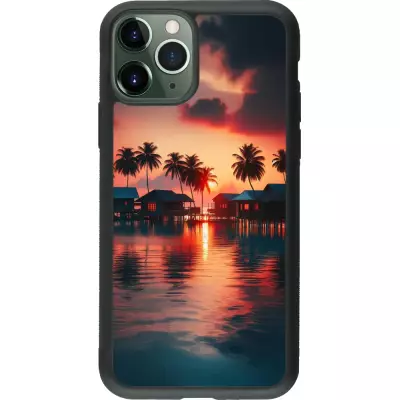 Coque iPhone 11 Pro - Silicone rigide noir Paradis Maldives