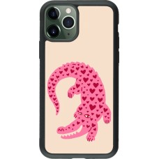 iPhone 11 Pro Case Hülle - Silikon schwarz Pink crocodile 2026