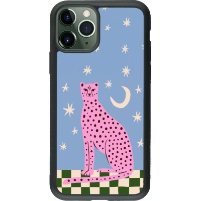 iPhone 11 Pro Case Hülle - Silikon schwarz Pink leopard with stars 2026