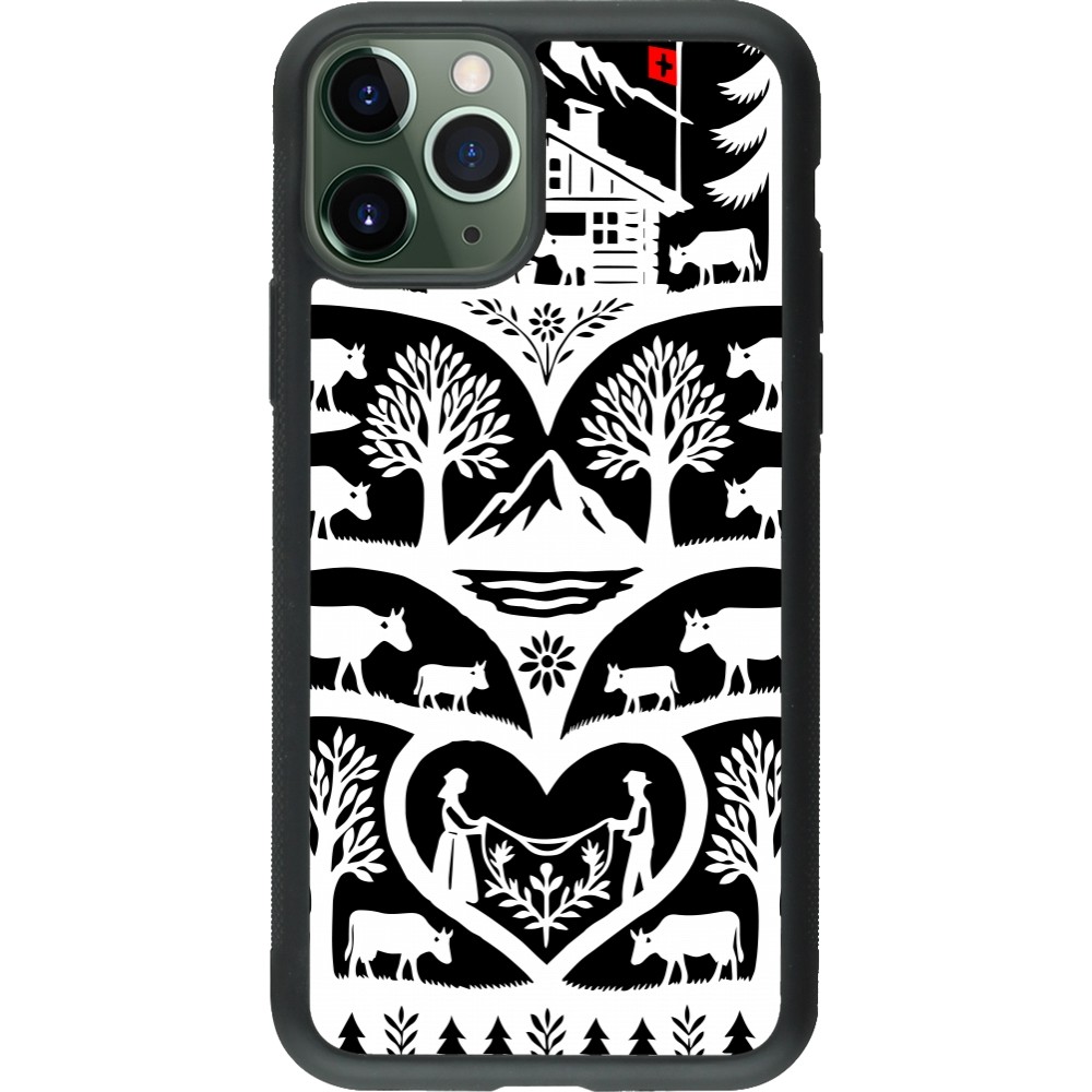 Coque iPhone 11 Pro - Silicone rigide noir Poya Suisse 2 noir