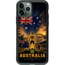 Coque iPhone 11 Pro - Silicone rigide noir Football Australie splash 2026