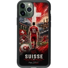 Coque iPhone 11 Pro - Silicone rigide noir Football Suisse splash 2026