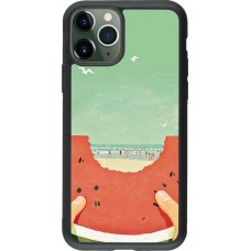 Coque iPhone 11 Pro - Silicone rigide noir Views through a watermelon Summer 2026