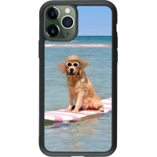 Coque iPhone 11 Pro - Silicone rigide noir Summer Dog on Paddle