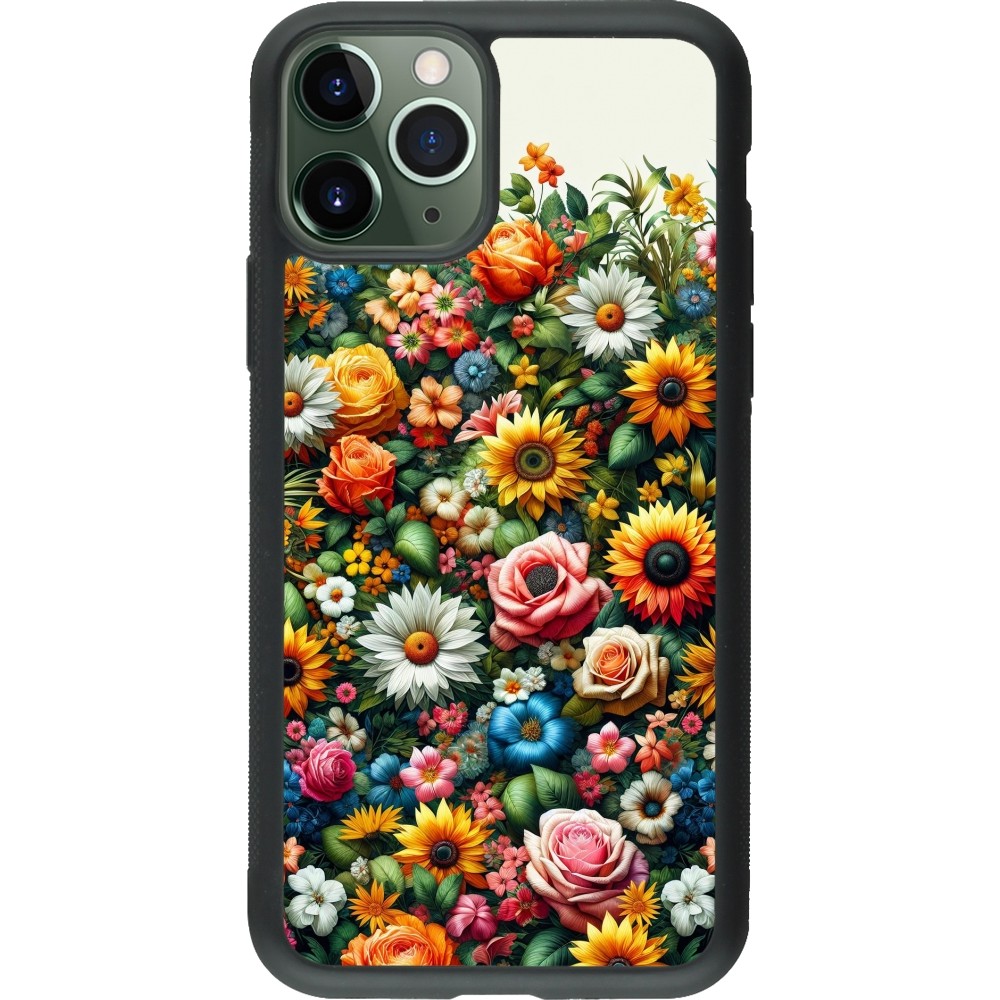 Coque iPhone 11 Pro - Silicone rigide noir Summer Floral Pattern
