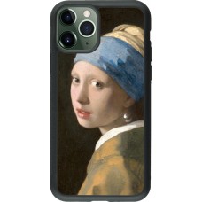 Coque iPhone 11 Pro - Silicone rigide noir Tableau art - La Jeune fille à la perle - Johannes Vermeer