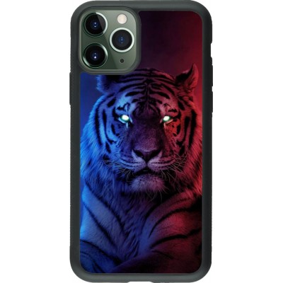 Hülle iPhone 11 Pro - Silikon schwarz Tiger Blue Red