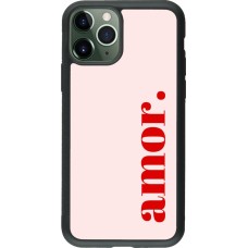 Coque iPhone 11 Pro - Silicone rigide noir Valentine 2024 amor