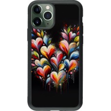 iPhone 11 Pro Case Hülle - Silikon schwarz Valentin 2024 Schwarzes Herz Abstrakt