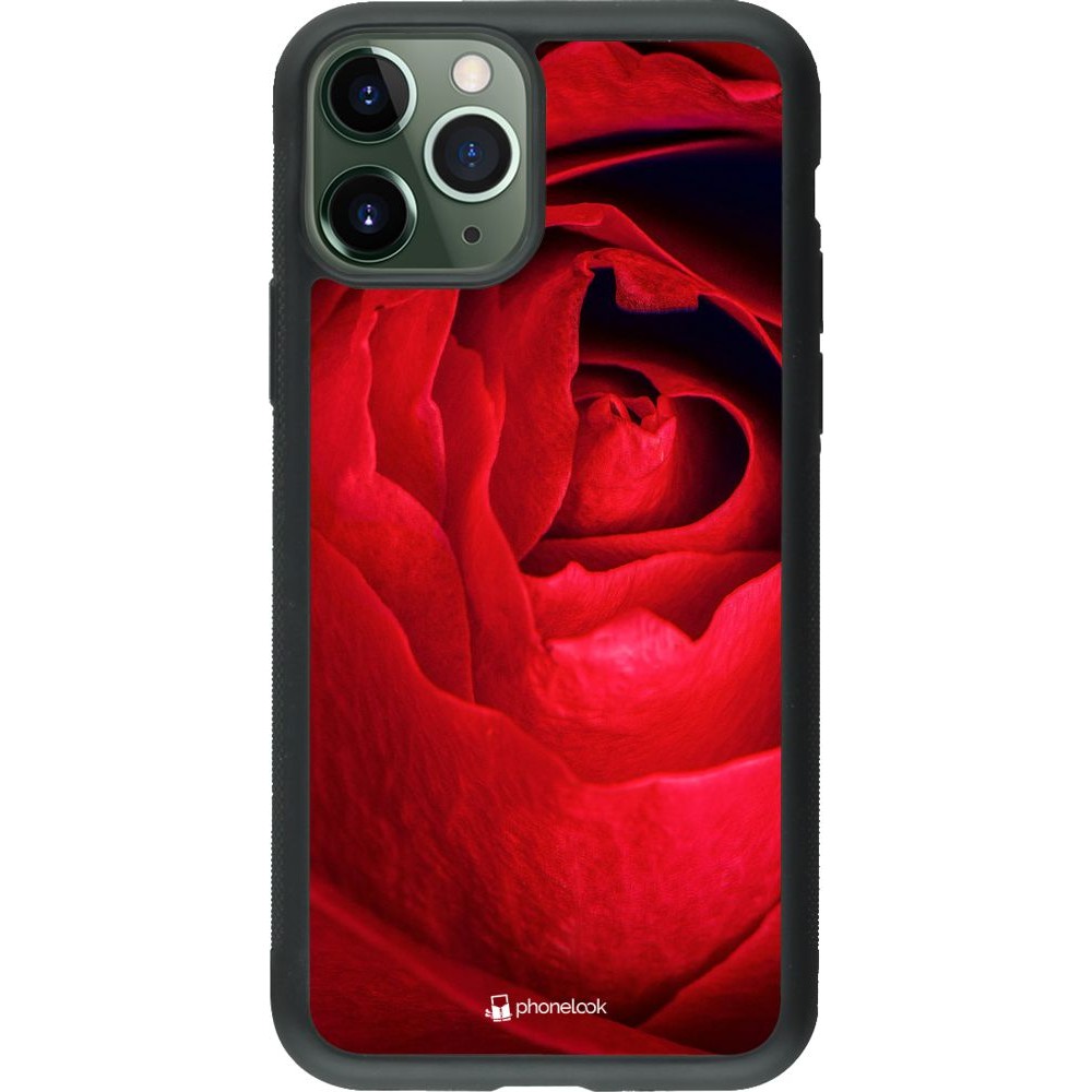Coque iPhone 11 Pro - Silicone rigide noir Valentine 2022 Rose