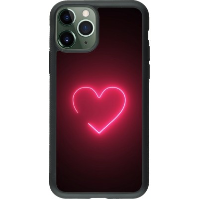 iPhone 11 Pro Case Hülle - Silikon schwarz Valentine 2023 single neon heart