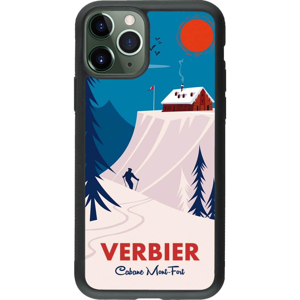 iPhone 11 Pro Case Hülle - Silikon schwarz Verbier Cabane Mont-Fort