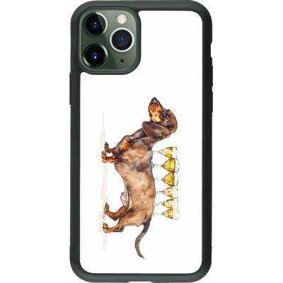 Coque iPhone 11 Pro - Silicone rigide noir Wine Teckel