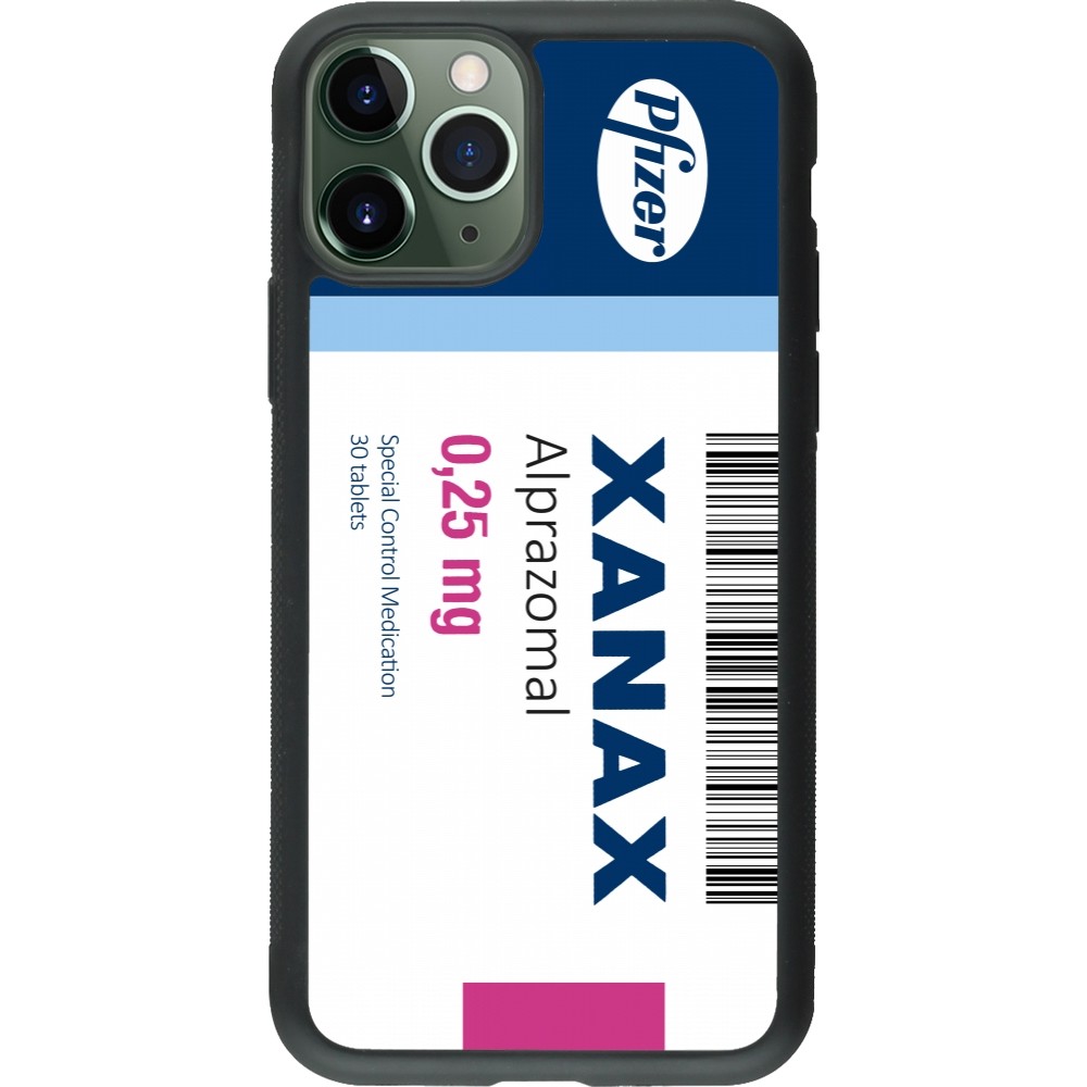 Coque iPhone 11 Pro - Silicone rigide noir Xanax Alprazolam 2025