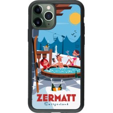 Coque iPhone 11 Pro - Silicone rigide noir Zermatt Mountain Jacuzzi