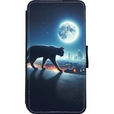 iPhone 11 Pro Case Hülle - Wallet schwarz Schwarze Katze unter dem Vollmond