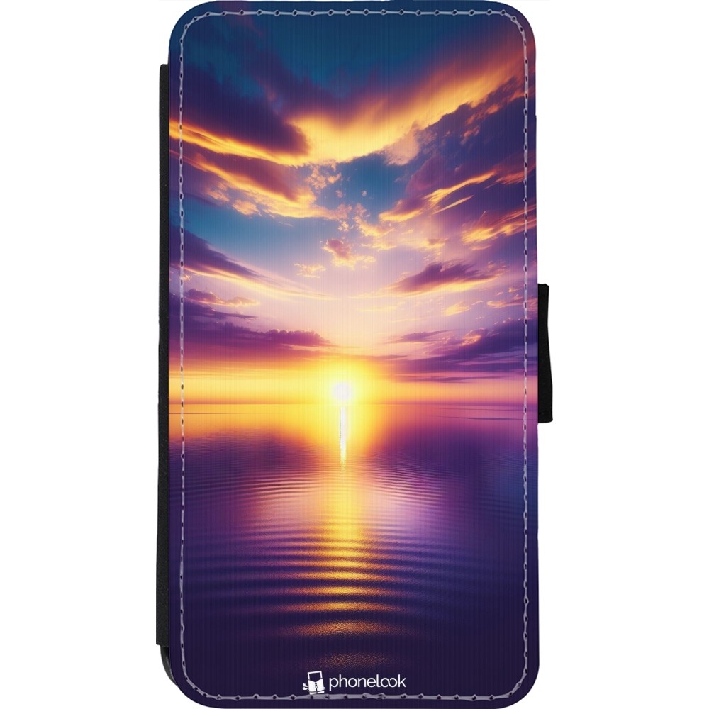 iPhone 11 Pro Case Hülle - Wallet schwarz Sonnenuntergang gelb violett