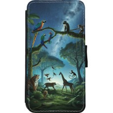 Coque iPhone 11 Pro - Wallet noir Paradis des animaux exotiques